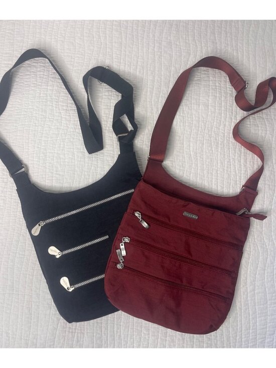 Baggallini Handbags - Baggallini Crossbody Bags Black & Burgundy Nylon Adjustable Straps Travel